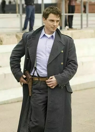 Captain Jack Harkness Grey Woolen Fabric Double Breasted Trench