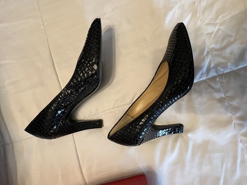 Vintage NIB Charles Jourdan Gorgeous ~Black Patent~ Leather pumps SZ 9.5AA - Picture 5 of 8