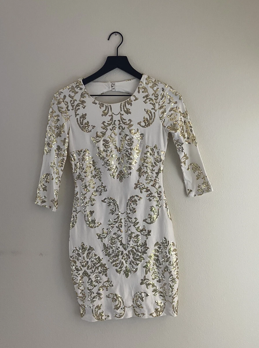 B darlin white clearance and gold dress