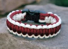 550 Paracord Survival Bracelet Cobra - White & Burgundy