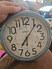 Vintage 1980s Spartus Blue Postmodern Memphis Style Wall Clock