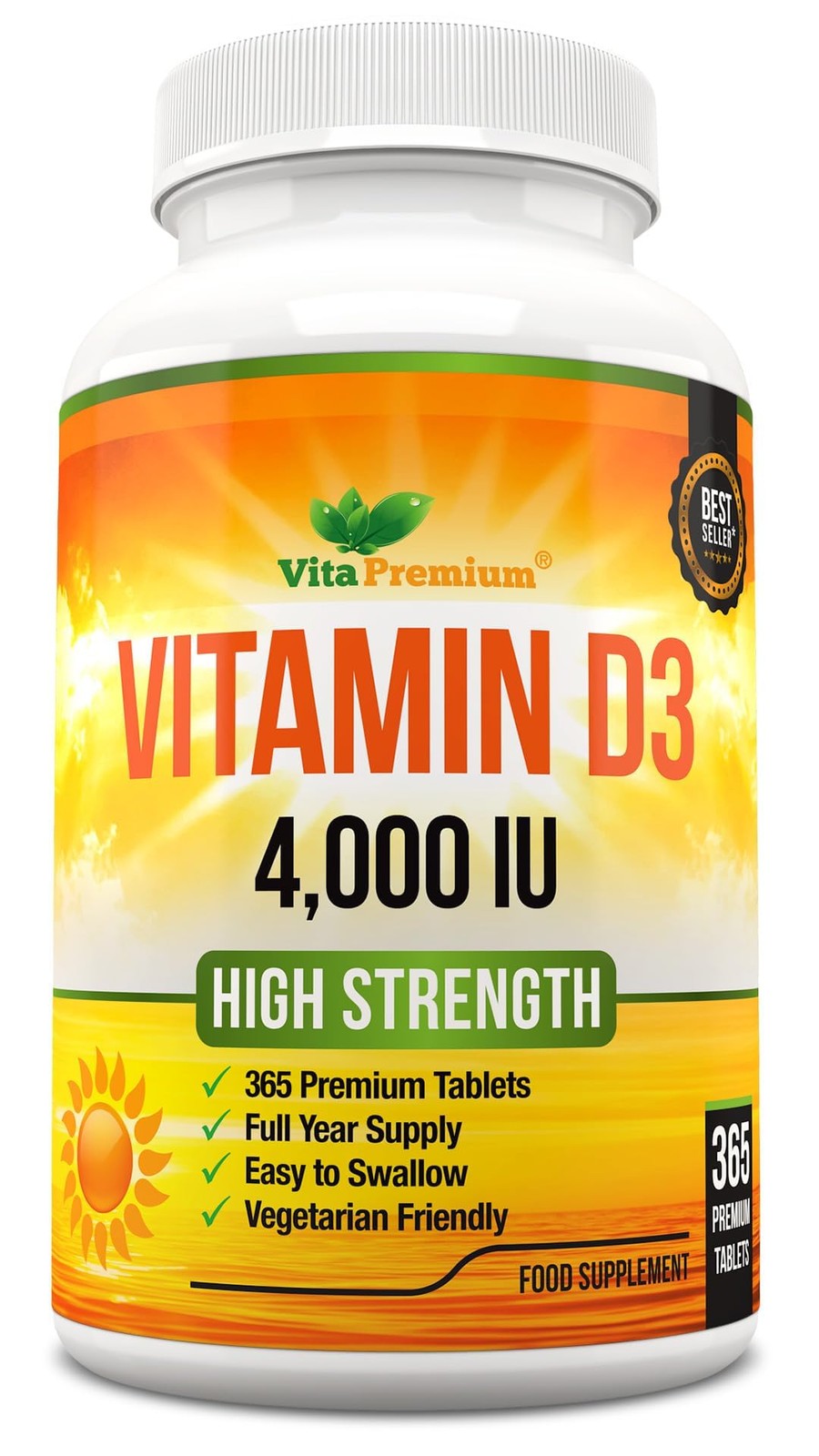 Vitamin D 4,000 IU Tablets, Maximum Strength Vitamin D3 Supplement 365