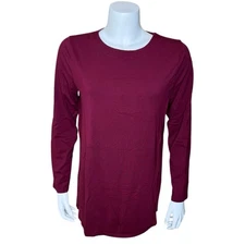 J Jill Womens Luxe Supima Forward-Seam Tunic Top M Modal Maroon Burgundy Purple