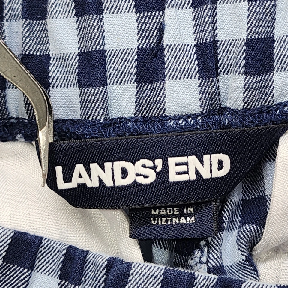 Lands End Pants Womens 6P PETITE Blue Gingham Check Mid Rise Pull On Capri Chino - Image 4 of 4