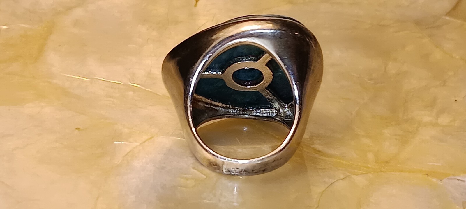 Turquoise Triangle Centered Amethyst Ring Abstrac… - image 11