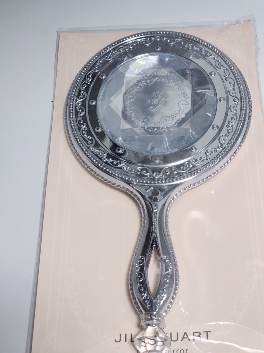 JILL STUART Hand Mirror Silver Crystal Handle Romantic Style