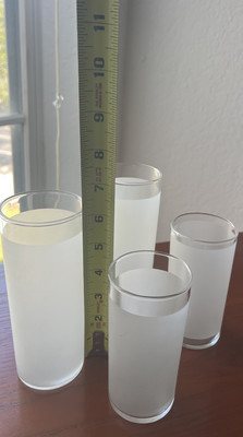 4 Libby Libbey Frosted Glasses Tom Collin s Glass Tumblers MCM Mixed Heights