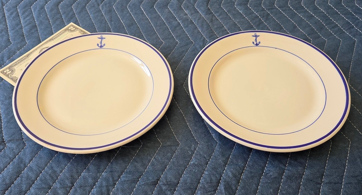 米軍 実物 メディカルマグ SHENANGO CHINA 2x SHENANGO Restaurant China Plate - US NAVY Mess - 9
