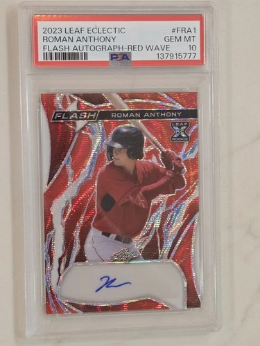 2023 Leaf Eclectic ROMAN ANTHONY Flash Rookie RC Auto Red Wave #/9 PSA 10 GEM
