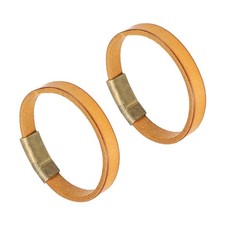 2Pcs Plain Leather Bracelets Buckle Bangle,Natural DIY Stamping Bracelets