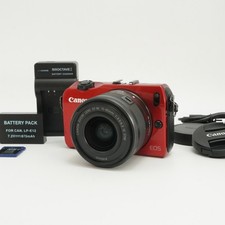 Canon EOS M Mirrorless Digital SLR Camera Red w/ EF-M 15-45mm Lens Charger