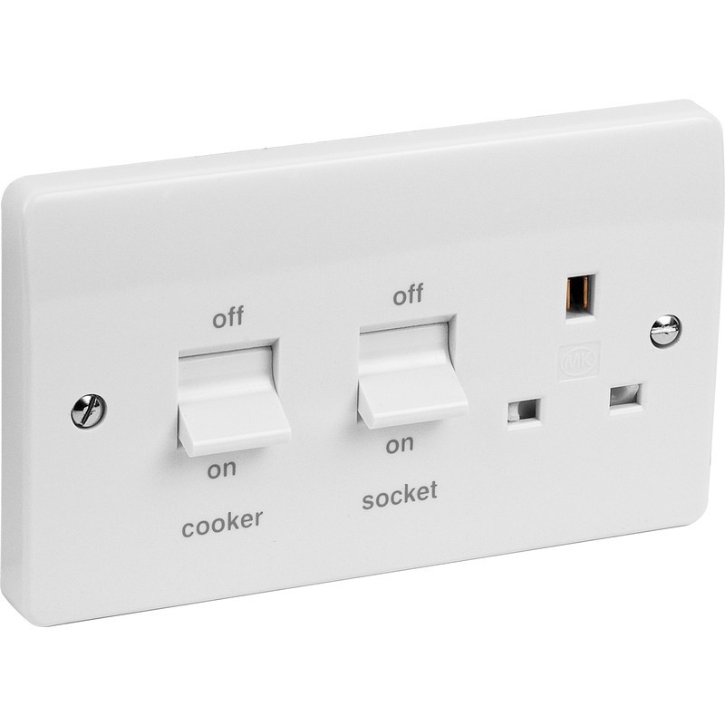 MK Electric Logic Plus K5060WHI 45A DP Cooker Control Unit 13A Switched Socket