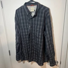 Simms Big Sky Fishing Shirt Mens XXL Long Sleeve Pearl Snap Vented Caped black 