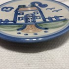 M. A. Hadley Pottery Bread/Desert 6" Plate House with blue trim and fence - Nice — photo 3