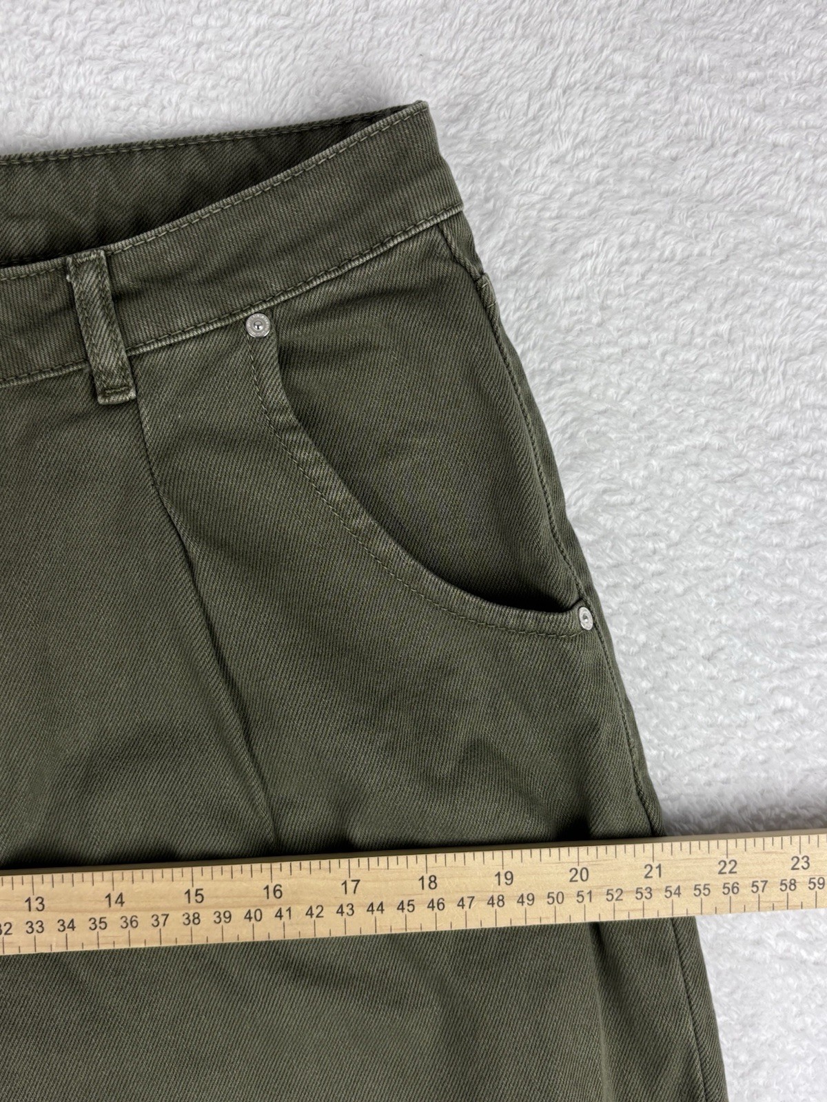 MNG MANGO 10 Olive Green Regina High Waist Wide Leg Jeans thumbnail 5