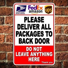 Delivery Instructions Deliver Packages To Back Door Not Here Sign / Decal I592