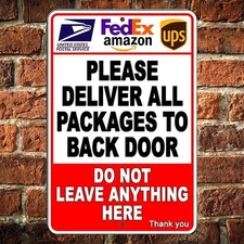 Delivery Instructions Deliver Packages To Back Door Not Here Sign / Decal I592