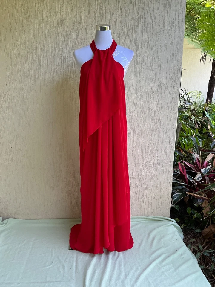 CARLA ZAMPATTI DESIGNER EVENING DRESS WITH LOW BACK - SIZE 16 - RED - BEAUTIFUL - image 3 of 4