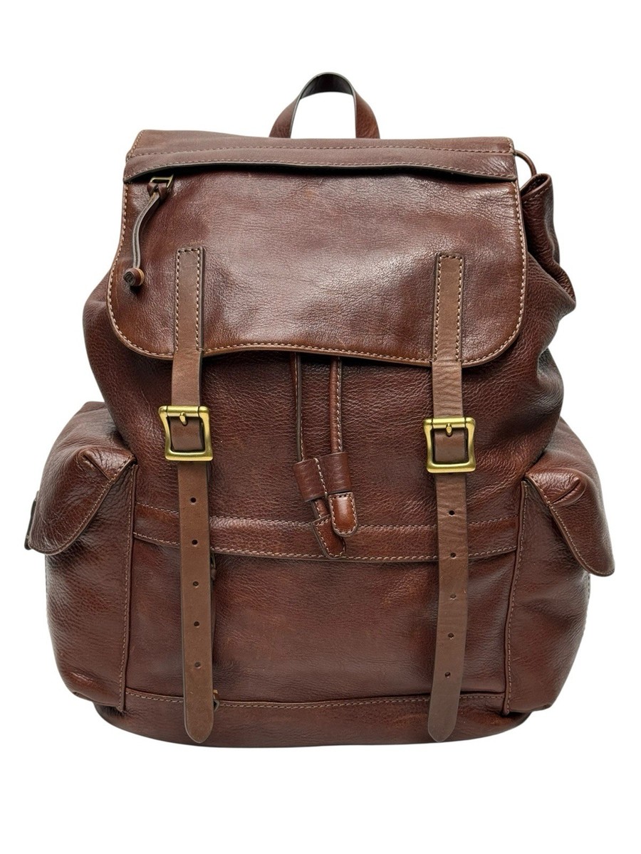 Fossil Defender Rucksack Brown Leather Adjustable Strap Backpack