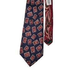 Tommy Hilfiger Men Multicolor Geometric Stamp Paisley Italian Silk Tie USA Made