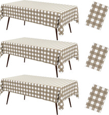 3 Packs Buffalo Disposable Table Cloth, 54 x 108 Inch Waterproof Plastic Tablecl