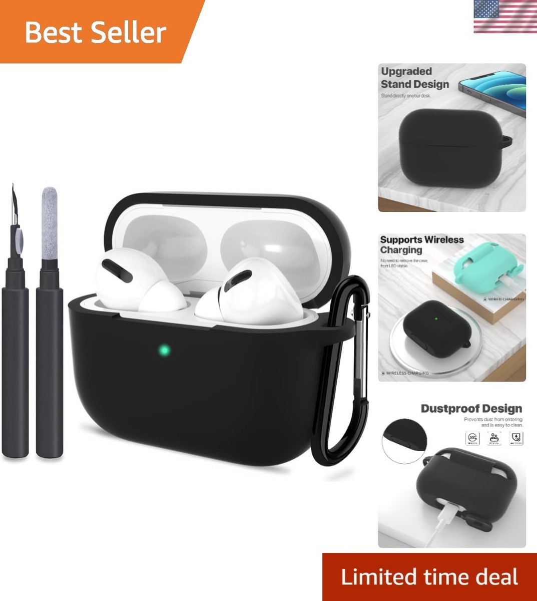 Brand New AirPods Pro Case Cover in Black with Keychain | eBay