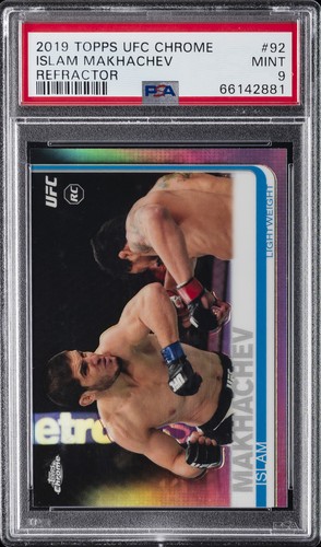 2019 TOPPS UFC CHROME REFRACTOR #92 ISLAM MAKHACHEV PSA 9