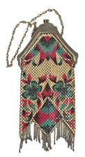 Antique Mandalian Art Deco Floral Enamel Mesh 20s Flapper Purse Bag Ornate READ