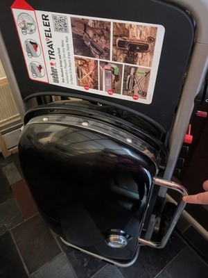 Weber Traveler Portable Gas Grill Black Foldable Wheeled w/ Tools & Propane