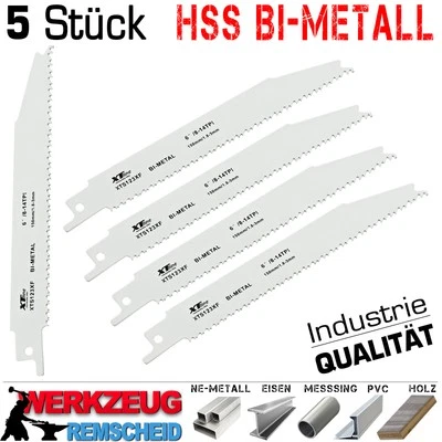 XTLINE 5 x Profi Bi-Metall Säbelsäge Stichsäge Blatt Recipro Fuchsschwanz 150mm 8-14TPI