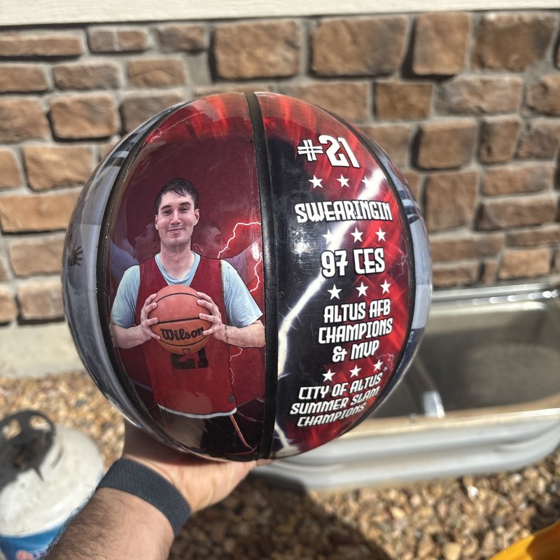 Wilson #21 Swearingin  97 CES ATLUS AFB CHAMPIONS & MVP 29.5 Inch Basketball