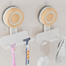 Razor Holder for Shower 2 Pack, Suction Cup Shaver Holder for Wall, Removable Re