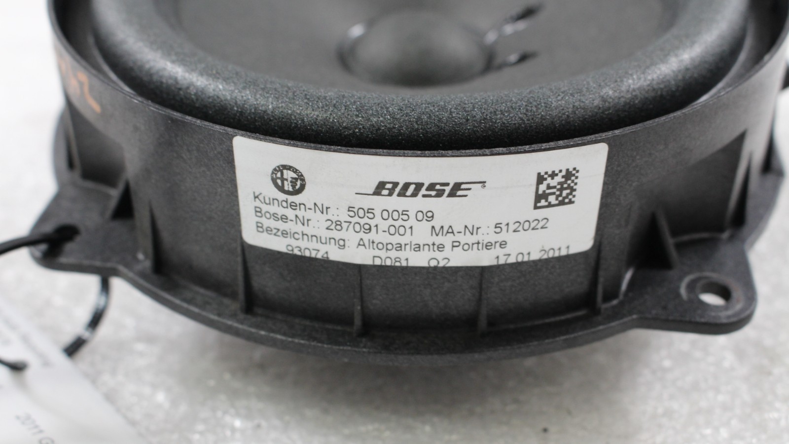 Maserati Granturismo Cabrio, Rear Quarter Panel Speaker, Used, P/N 283606