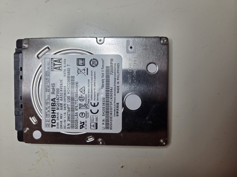 Toshiba MQ01ACF050 Internal Hard Drive 500 GB, 7200 RPM, 2.5 in Tested Working