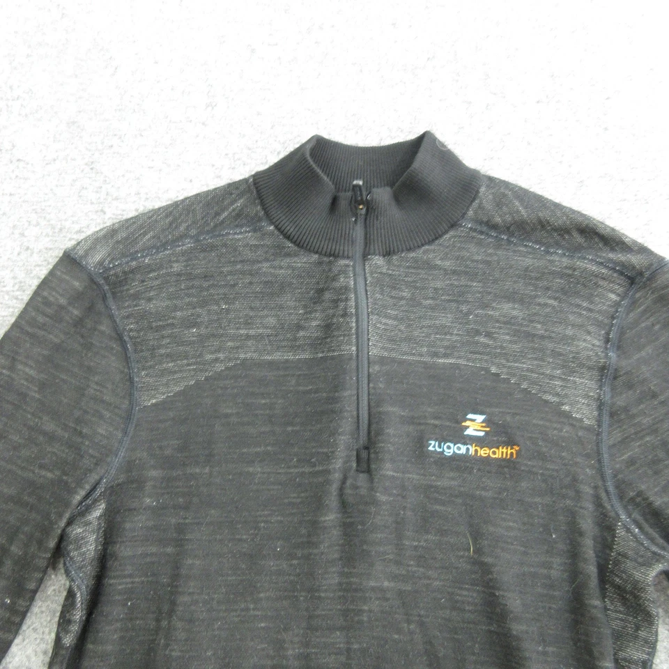 Suéter Smartwool Para Hombres Mediano Negro 1/4 Cremallera Lana Merino Capa Base Pullover Foto 2 de 4