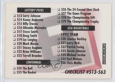 1991-92 Skybox Checklist Checklist B #657 3o2