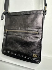 The Sak Purse Black Genuine Leather Shoulder Adjustable Strap Boho Crossbody