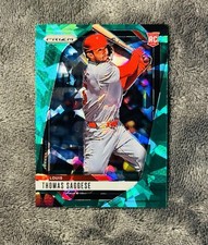 Thomas Saggese 2025 Prizm Baseball Green Cracked Ice Prizm Parallel Rookie