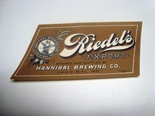 Circa 1900 Riedel Export Beer Label, Hannibal Brewing, Missouri