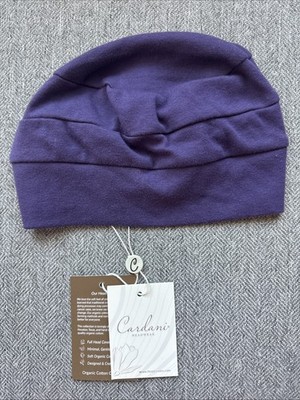 Cardani Purple Organic Cotton Headcover Chemo Alopecia Sleep Cap Hat NWT USA