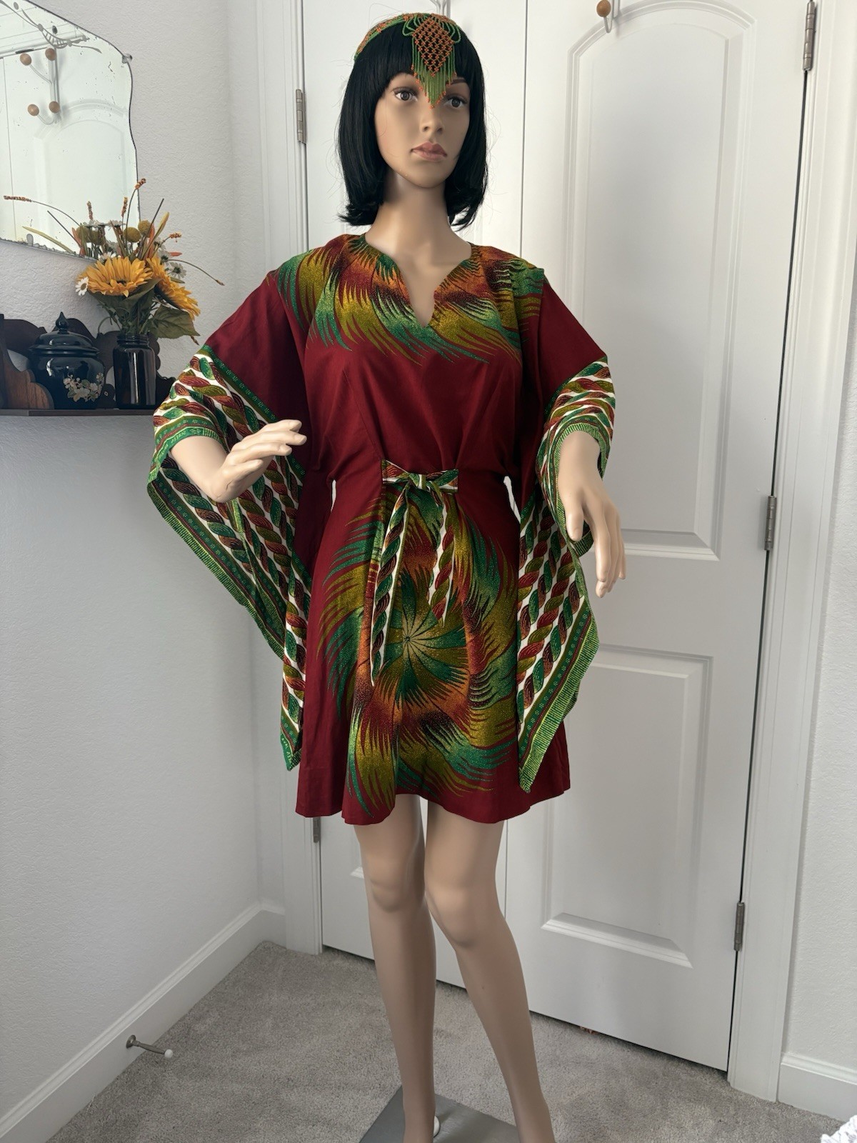 Vintage Psychedelic Dashiki Java Print Cotton Boh… - image 3