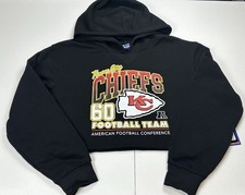 NFL Ultra Game Kansas City Chiefs Women's Cropped Pullover Hoodie Black Medium