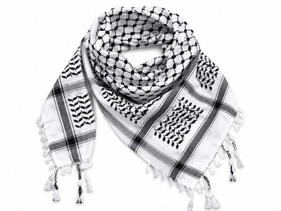 Traditional Palestinian Keffiyeh Scarf   Classic Black & White   High Quality