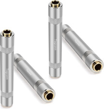 1/4 Inch TRS/TS Female to Female Gold-Plated Coupler 4 Pack , 1/4" TRS Stereo a