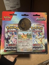 Pokemon TCG Prismatic Evolutions 2 Pack Blister Eevee & Coin New Factory Sealed