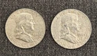 (2X) 90% Silver Franklin Half Dollar Average Circulated - 1963