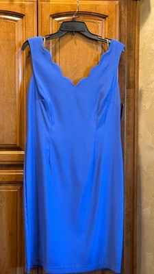 Womens Connected Apparel Periwinkle Scalloped V-Neck Cocktail Dress Size 10