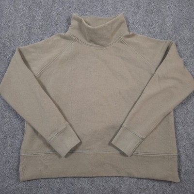 Public Rec Luxe Fleece Pullover Sweatshirt Womens XL Beige Cozy Funnel Neck Pima