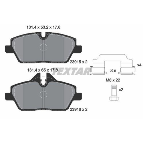Textar 2391503 Bremsbelagsatz Scheibenbremse Vorderachse FüR Mini Bmw-image