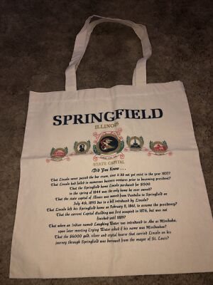 Vintage Springfield,Ill.Reusable Canvas Shopping Bag